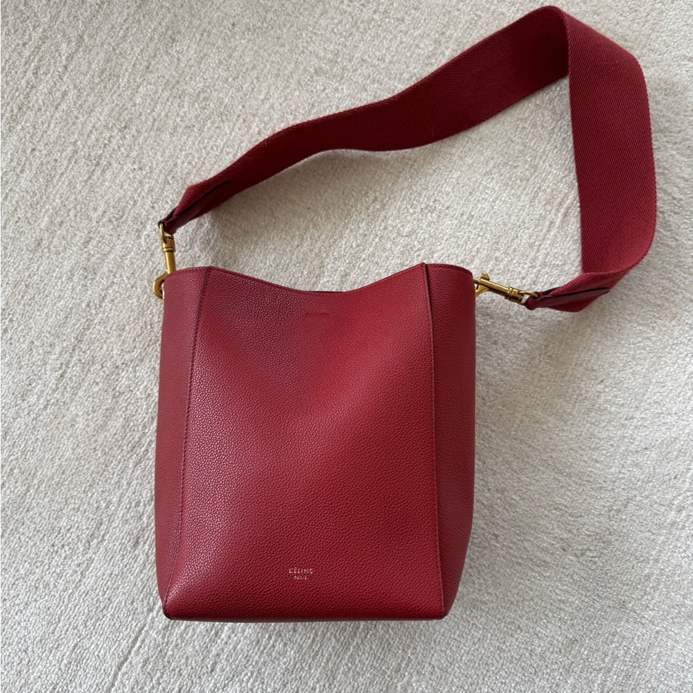 Celine Burgundy Bucket Bag - leather
